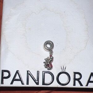 Pandora Silver Elephant Dangle Charm with Pink Stripes